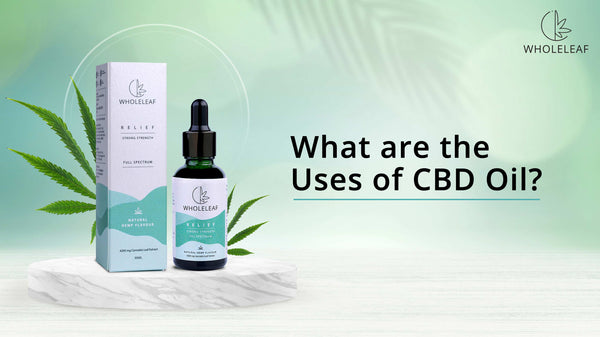 CBD oil bottle with various uses