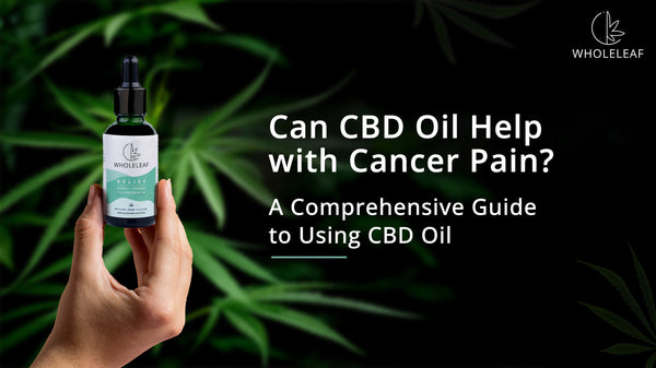 CBD oil bottle and cancer ribbon